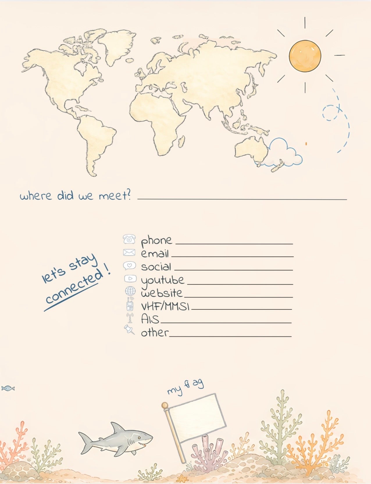 Inside page of the Little World Explorer Friendship Book