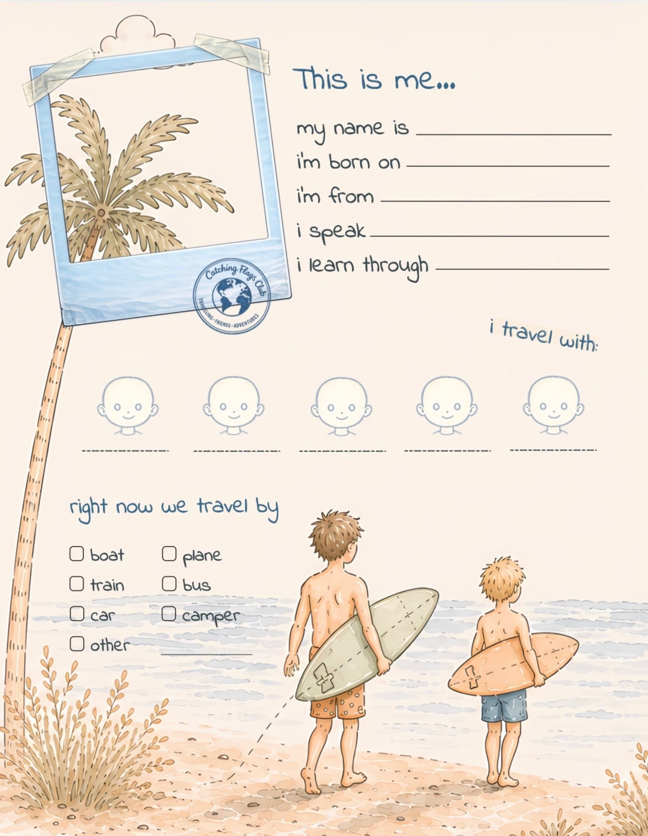 Inside page of the Little World Explorer Friendship Book